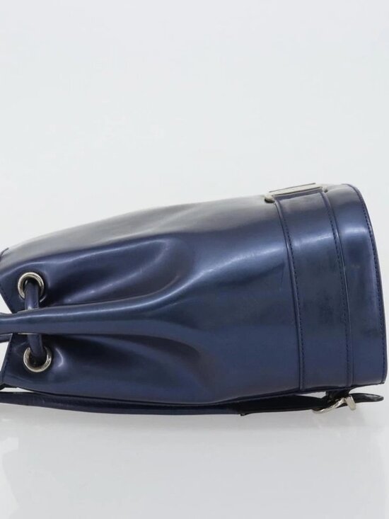 Salvatore Ferragamo Vala Backpack Patent leather Navy Silver Auth 175785 main image 4